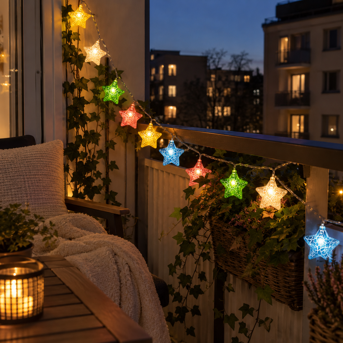 LED-ljusslinga med stjärnor