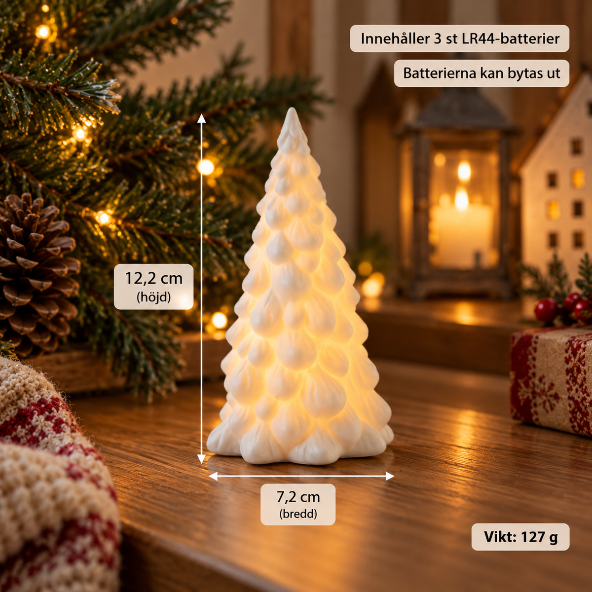 Lysande Juldekorationer i Keramik – Julhus, Granar och Snögubbe