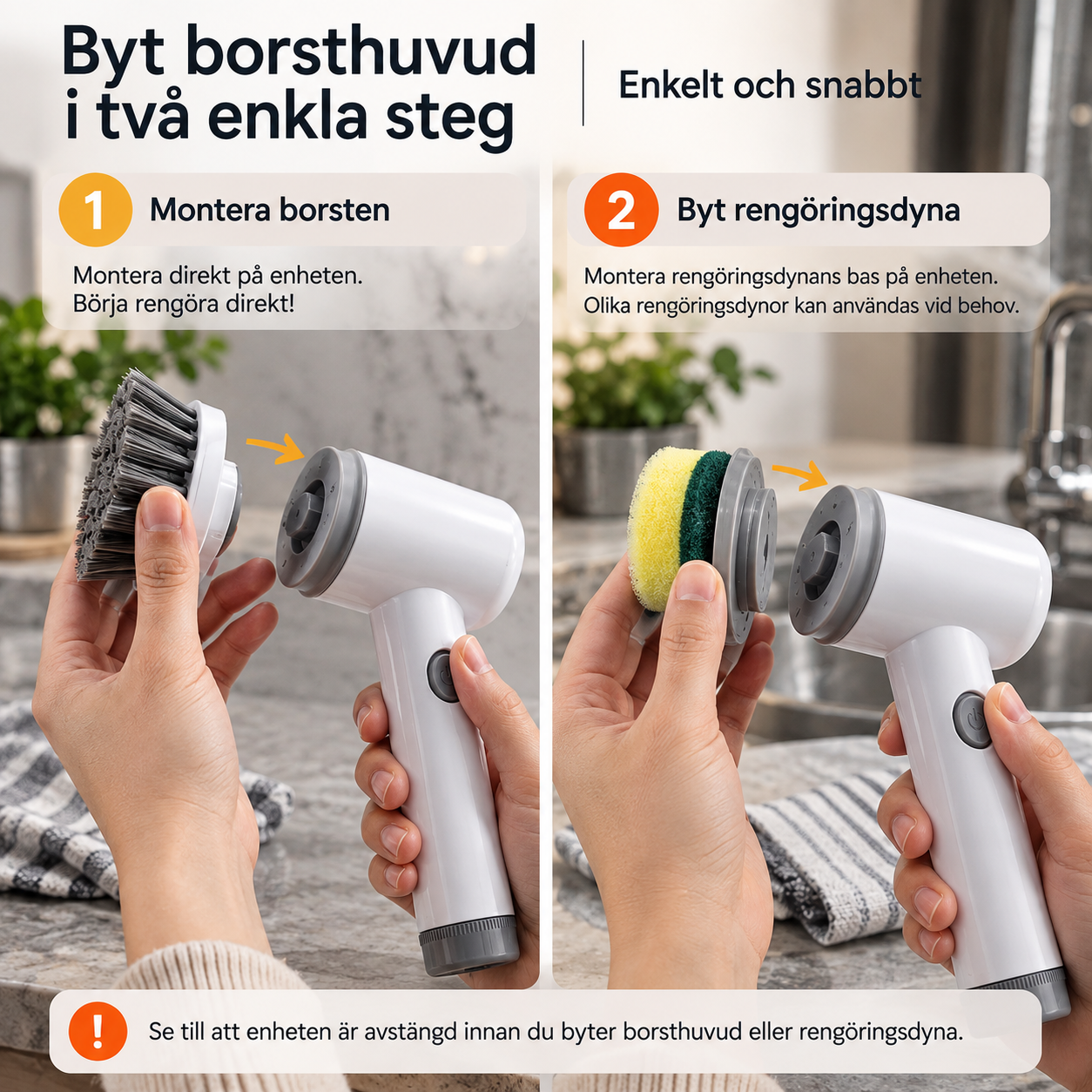 Elektrisk Rengöringsborste 6-i-1 – Multifunktionell Disk- & Städborste