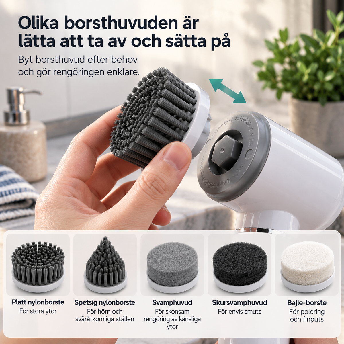 Elektrisk Rengöringsborste 6-i-1 – Multifunktionell Disk- & Städborste