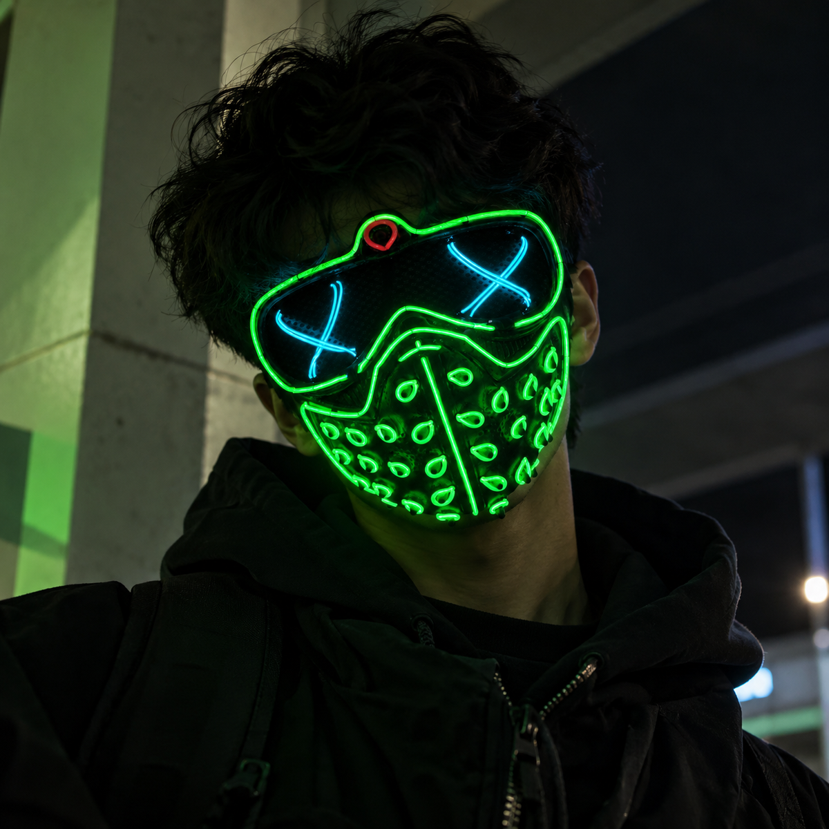 LED Halloweenmask – Neon & Glödande Effekt