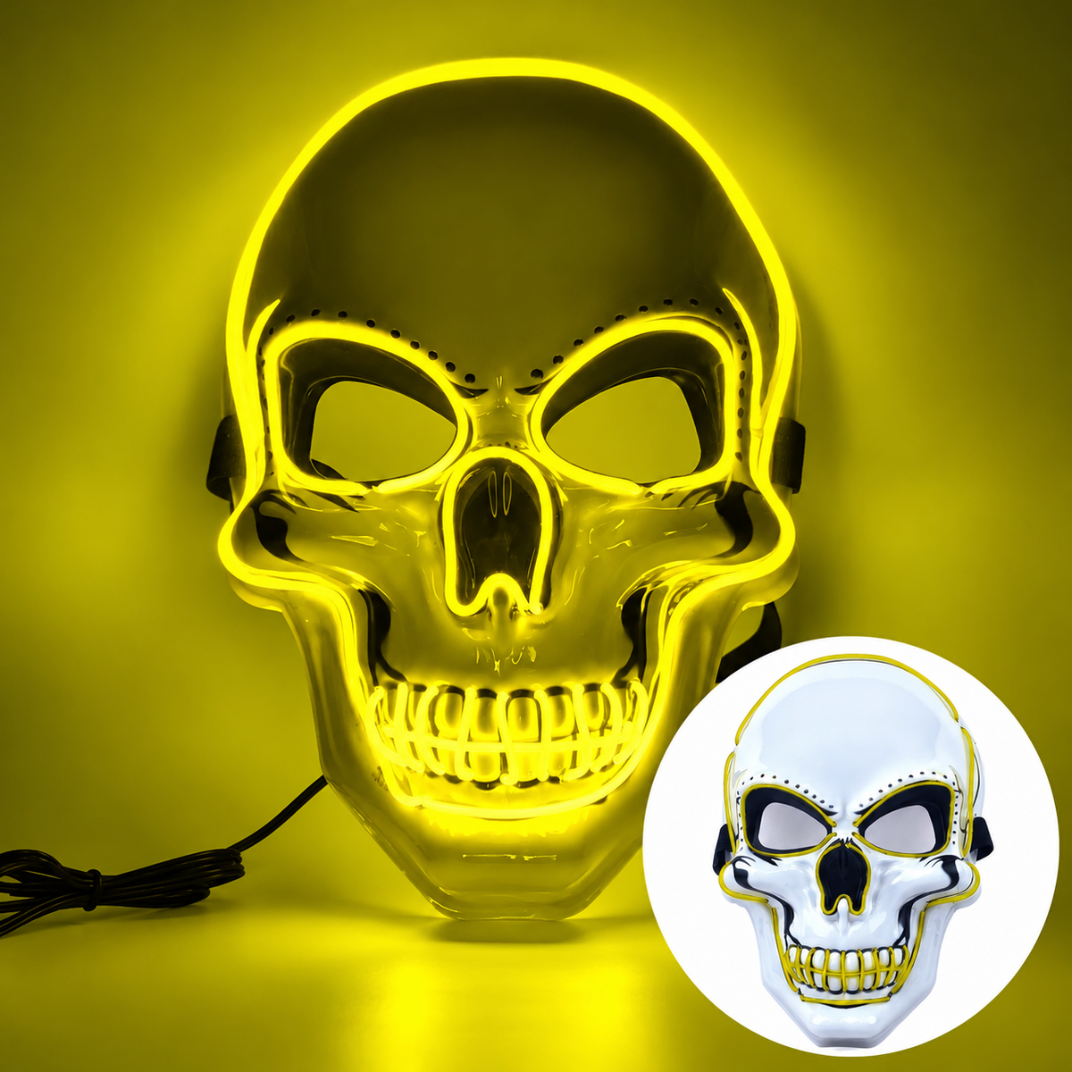 LED-dödskallemask – Lysande Halloweenmask