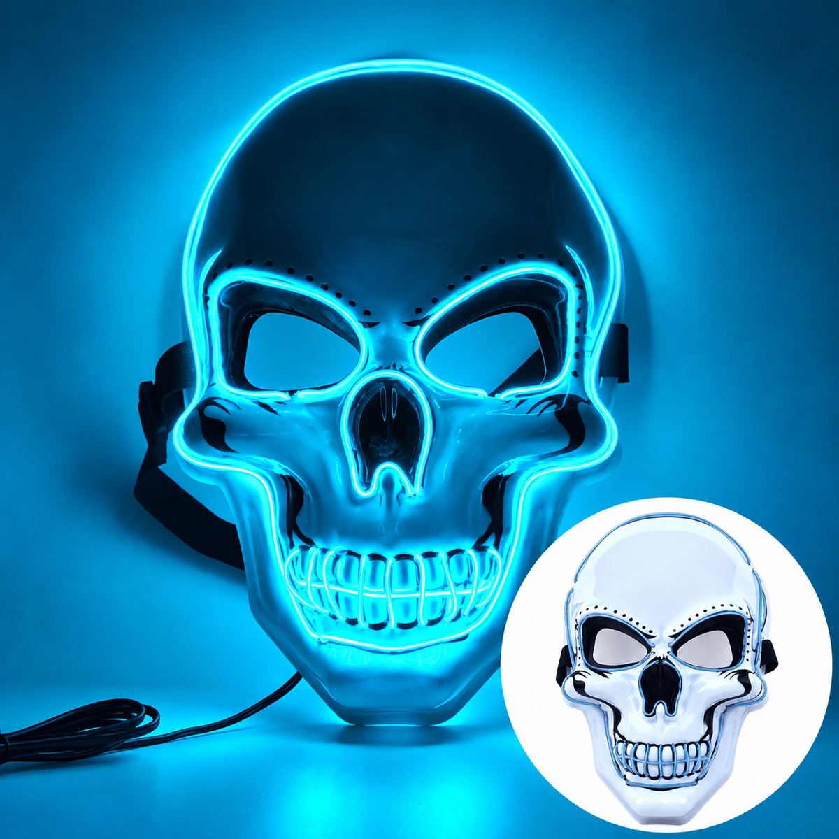 LED-dödskallemask – Lysande Halloweenmask