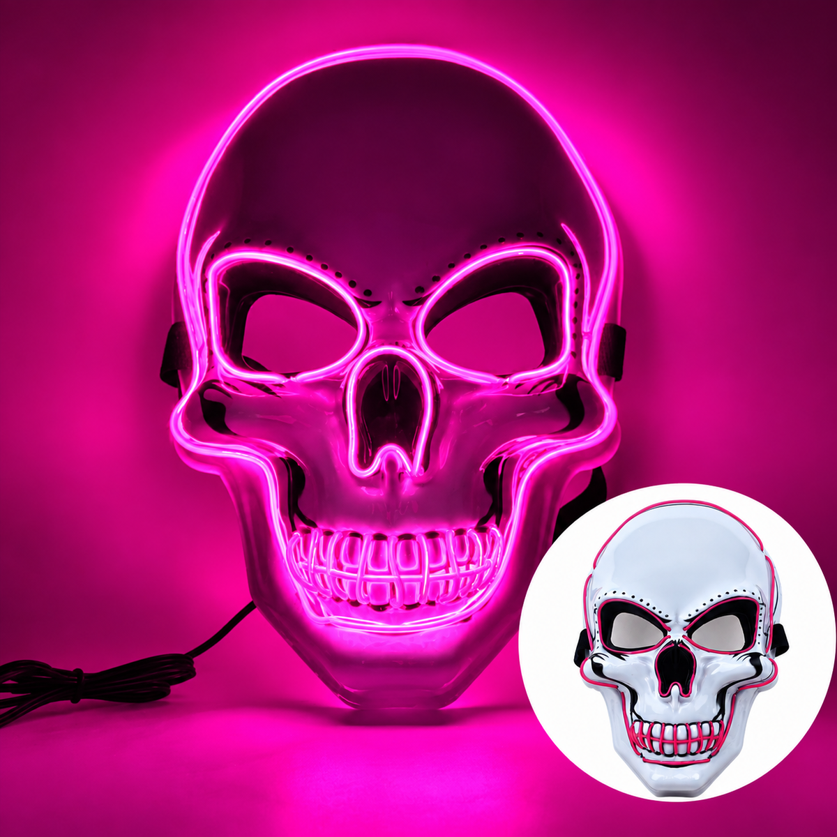 LED-dödskallemask – Lysande Halloweenmask