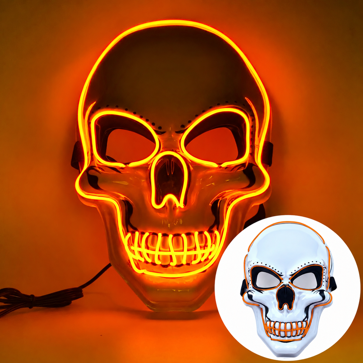 LED-dödskallemask – Lysande Halloweenmask