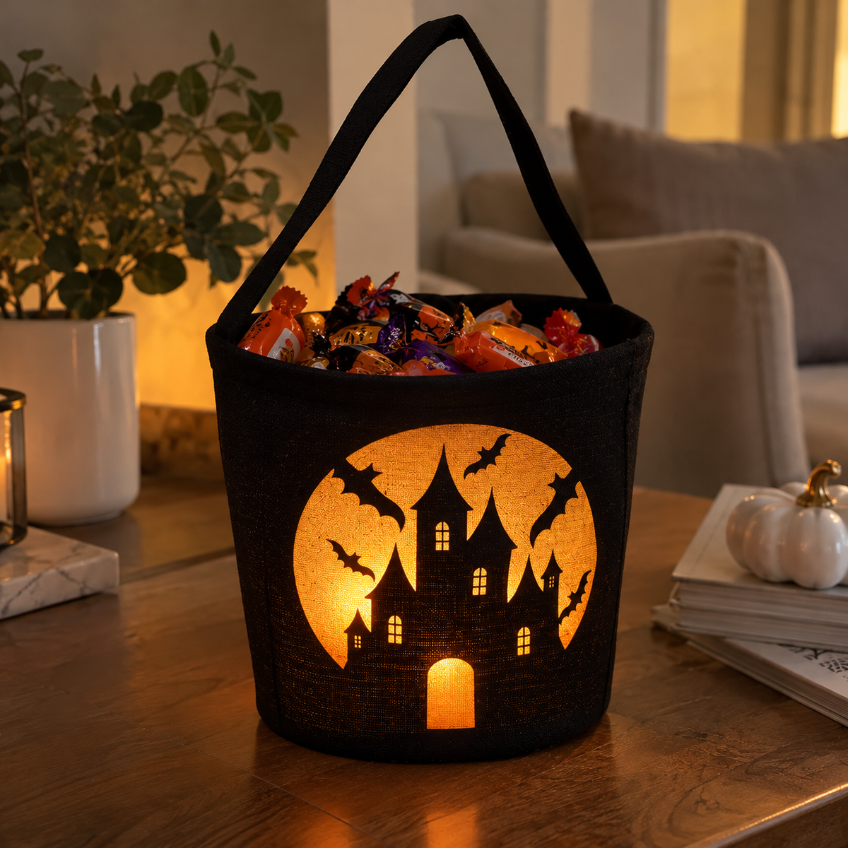 Halloween Godispåse i Linne – Perfekt för Bus eller Godis