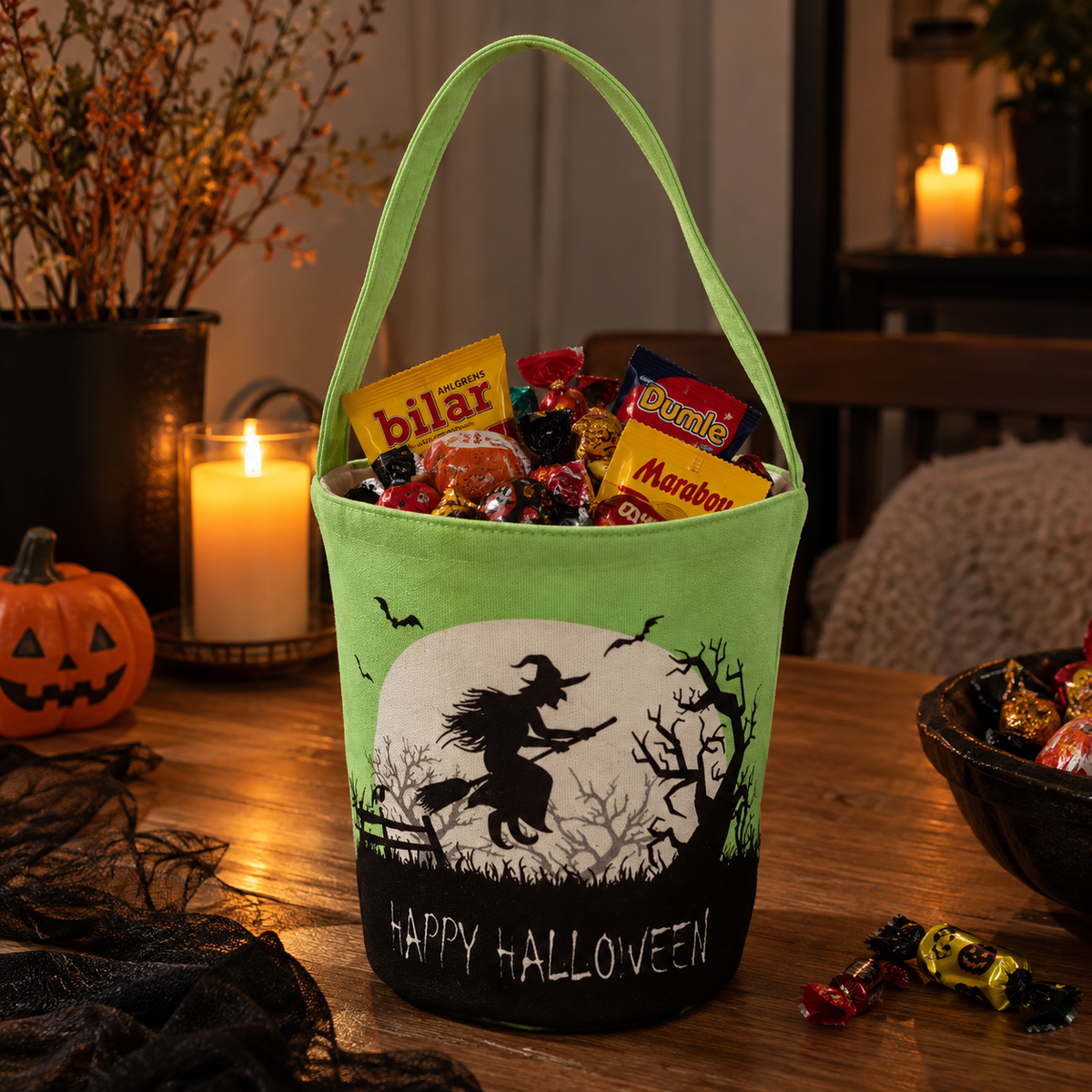 Halloween Godispåse i Linne – Perfekt för Bus eller Godis