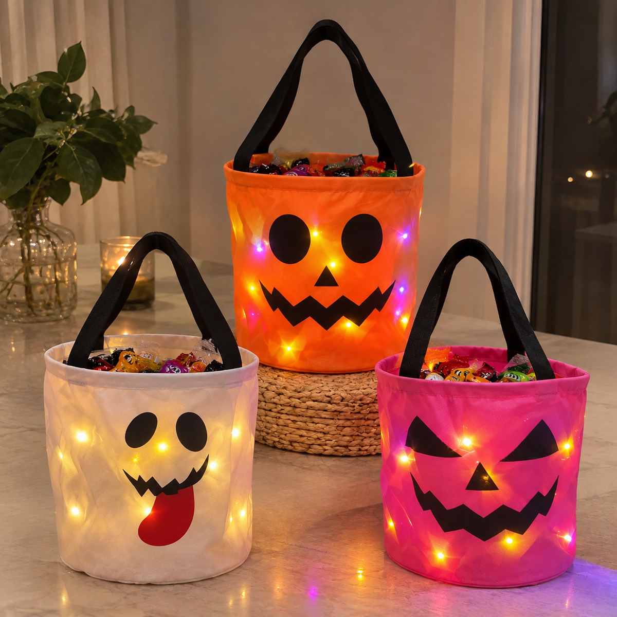 Halloween-Godishink med Ljus