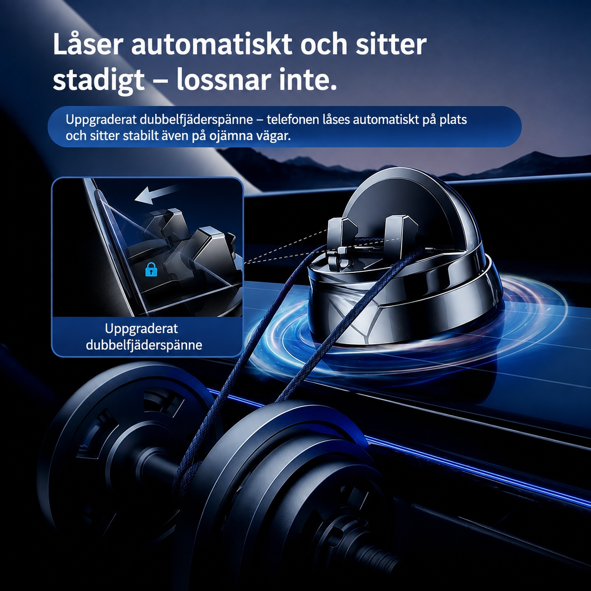 Universell Mobilhållare för Bil – Svart Instrumentpanel- & Luftventilfäste för Smartphone och GPS ⭐