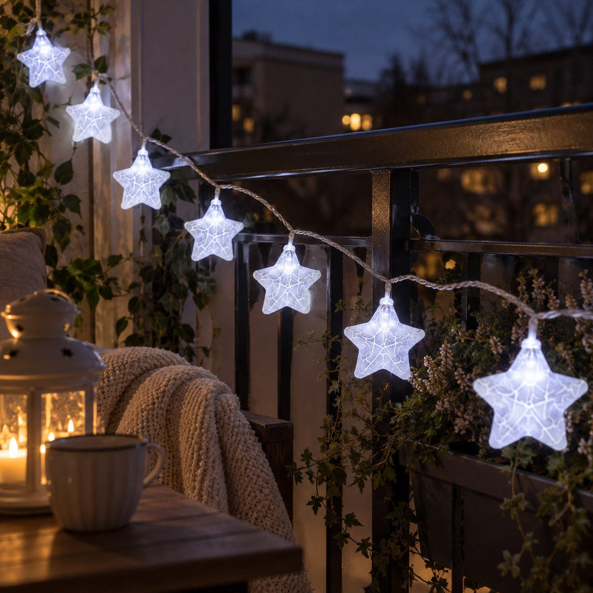 LED-ljusslinga med stjärnor
