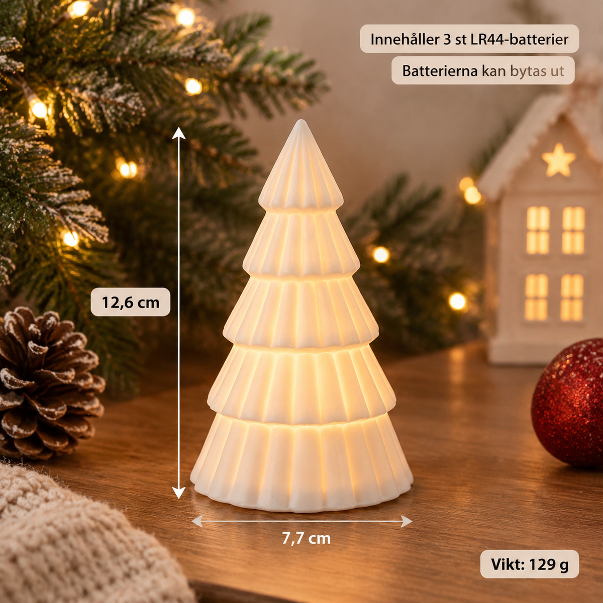 Lysande Juldekorationer i Keramik – Julhus, Granar och Snögubbe