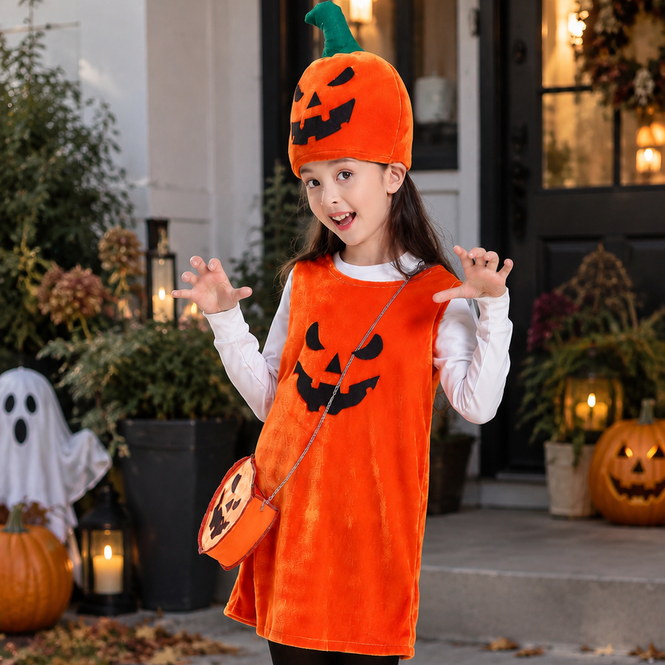 Halloweenkostym för Flickor – Söt Pumpadräkt